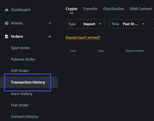 Transazioni binance